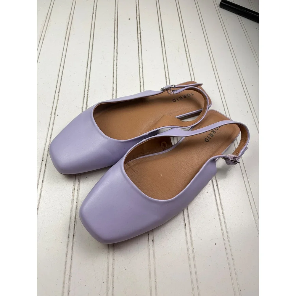 Torrid Lavender Purple Square Toe Slingback Flats Women's Size 9.5